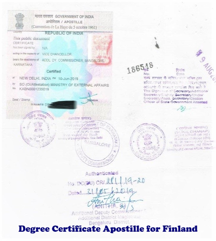 Degree Certificate Apostille for Finland India