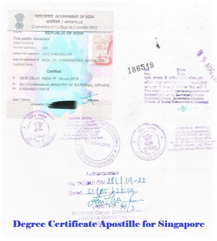 Degree Certificate Apostille for Singapore India