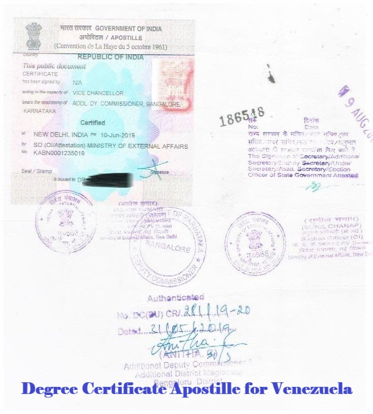 Degree Certificate Apostille for Venezuela India