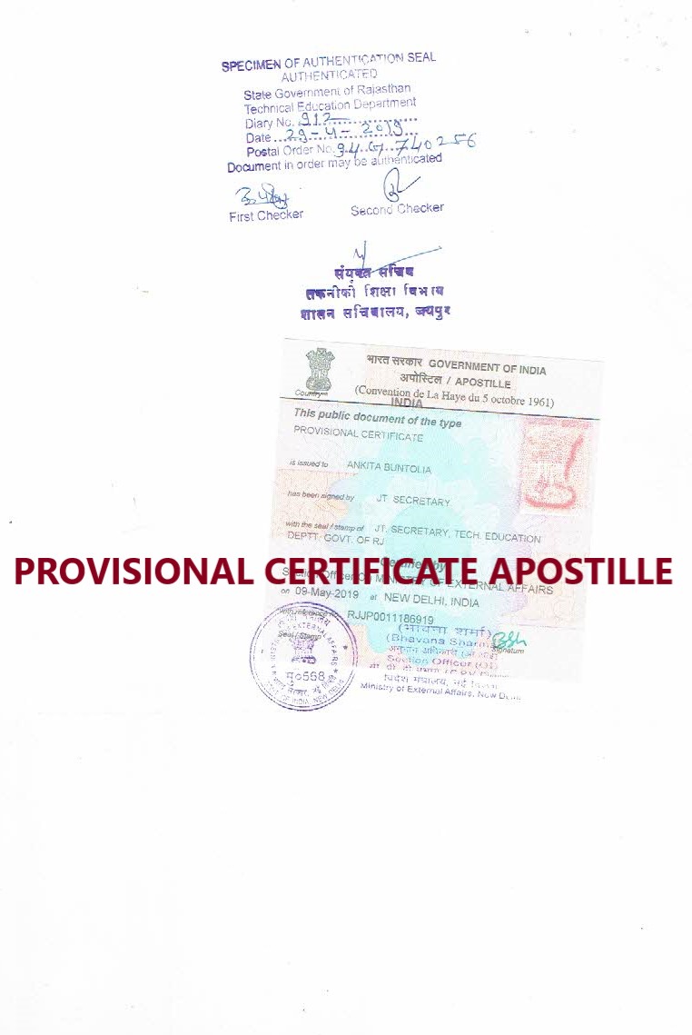 Provisional Certificate Apostille from MEA  width=