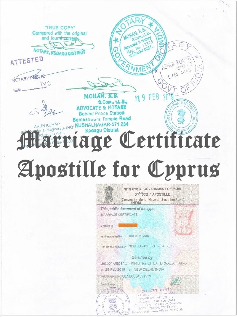 Marriage Certificate Apostille for Cyprus in India