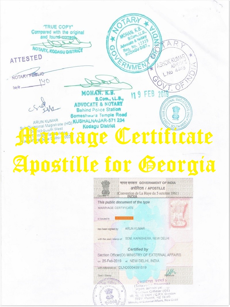 Marriage Certificate Apostille for Georgia in India