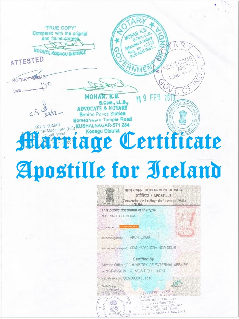 Marriage Certificate Apostille for Iceland in India