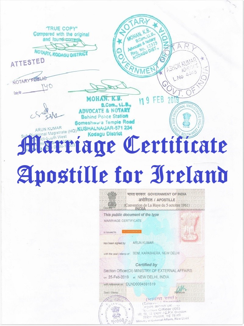 Marriage Certificate Apostille for Ireland in India