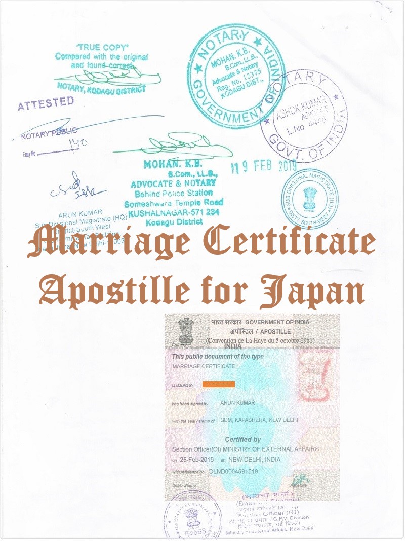 Marriage Certificate Apostille for Japan in India