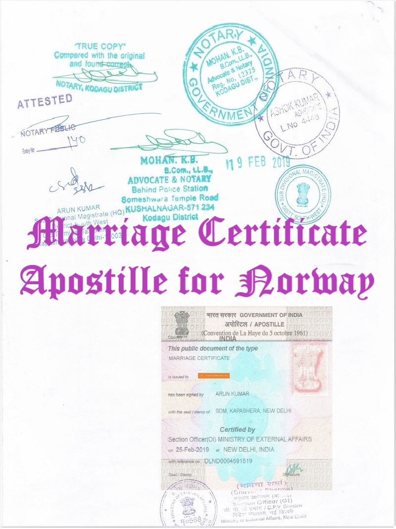 Marriage Certificate Apostille for Norway in India