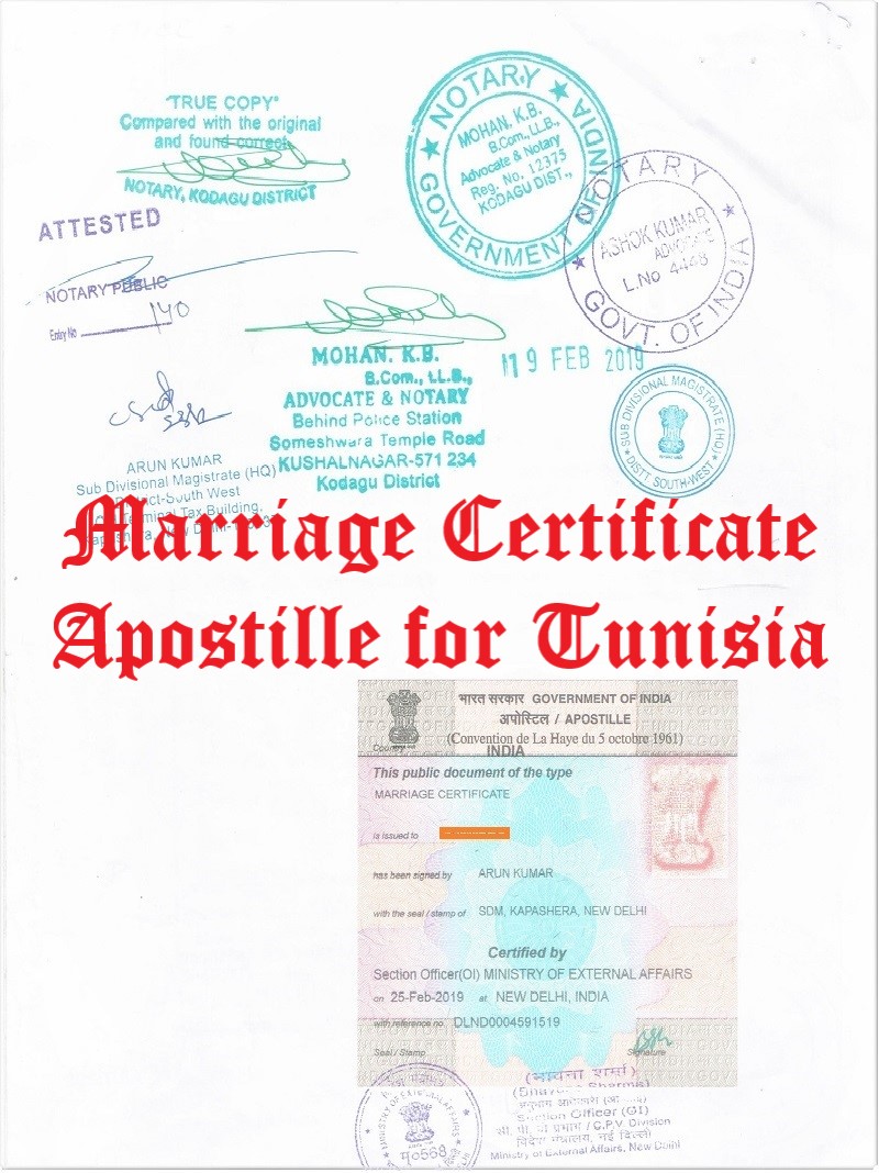 Marriage Certificate Apostille for Tunisia in India