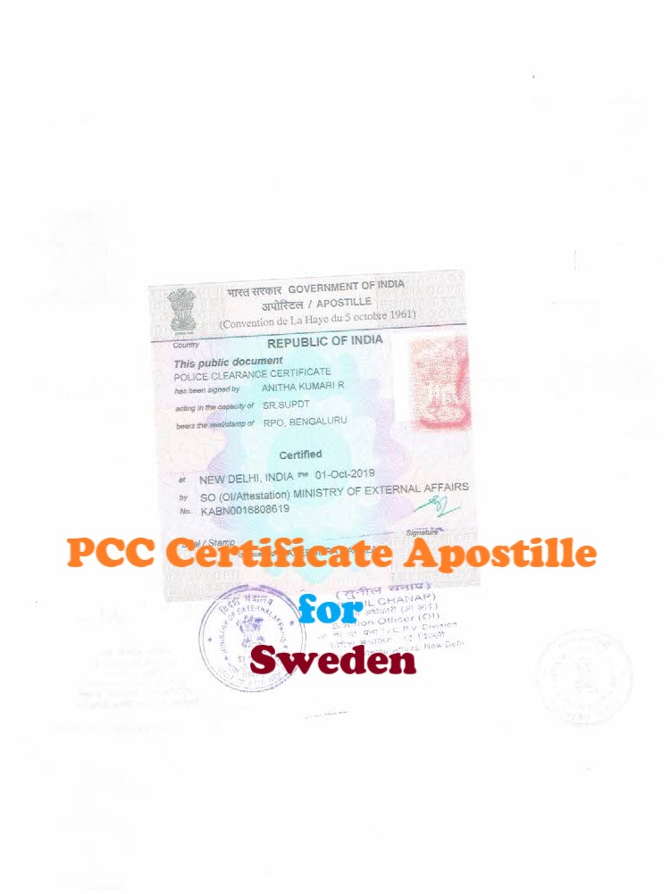 PCC Certificate Apostille for Sweden in India