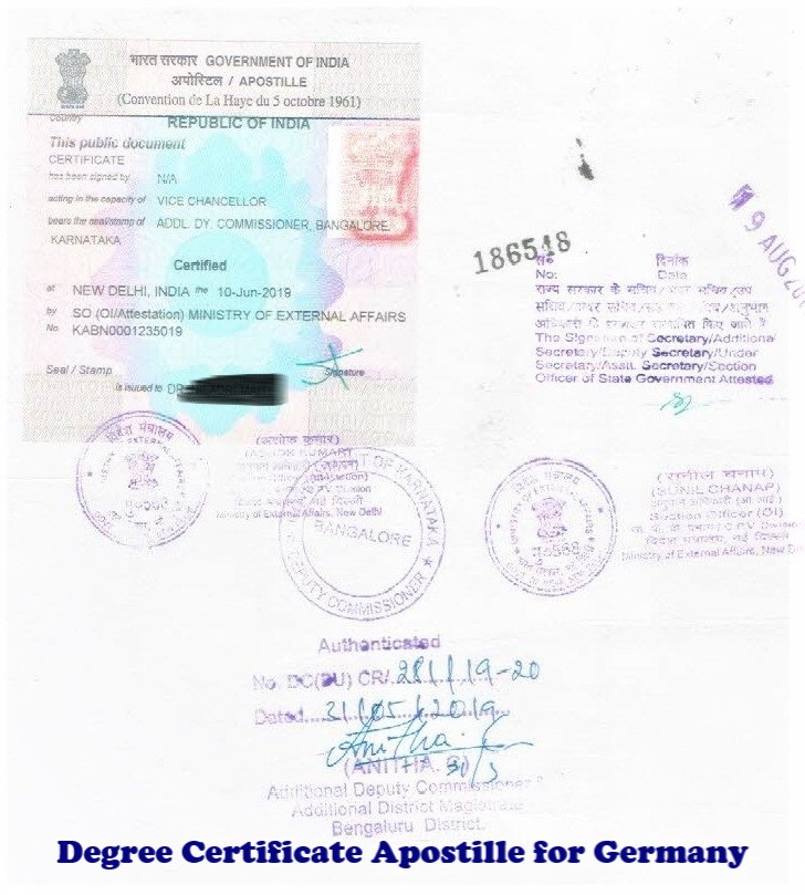 Degree Certificate Apostille for Germany India