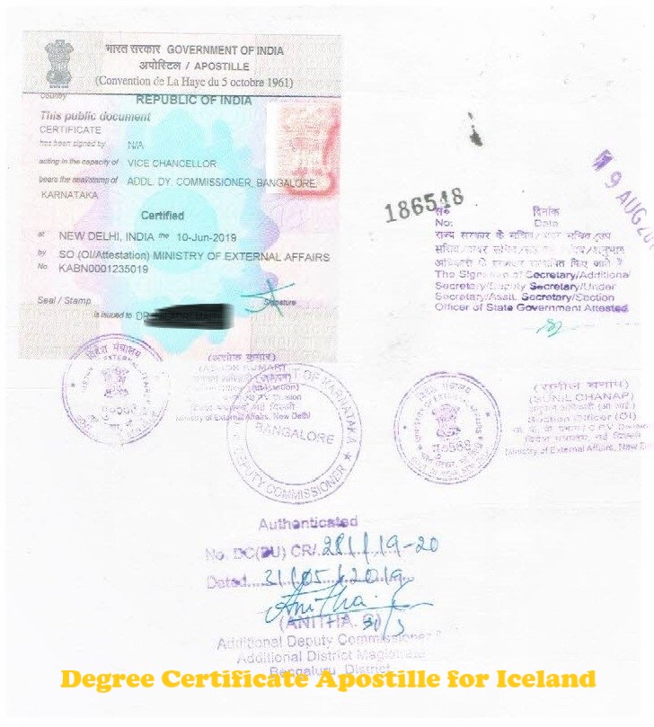 Degree Certificate Apostille for Iceland India