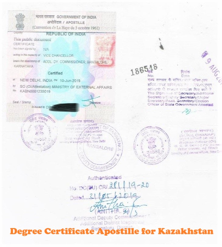 Degree Certificate Apostille for Kazakhstan India