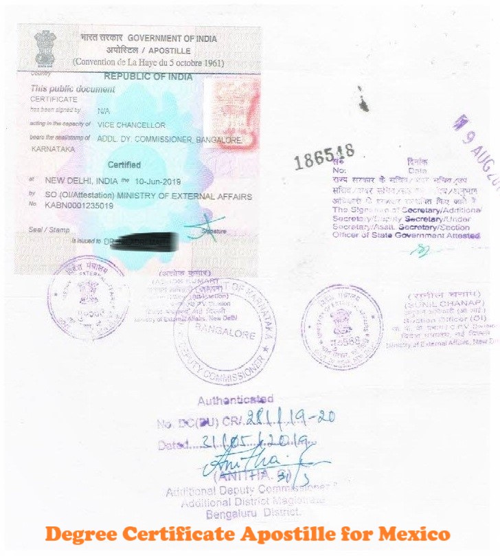 Degree Certificate Apostille for Mexico India