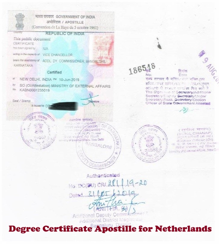 Degree Certificate Apostille for Netherlands India