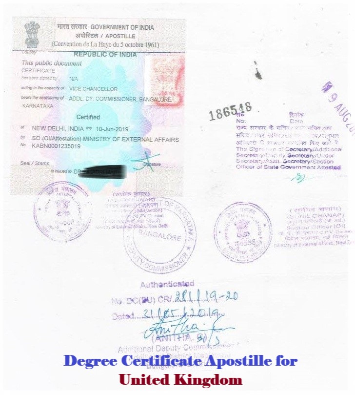 Degree Certificate Apostille for United Kingdom India