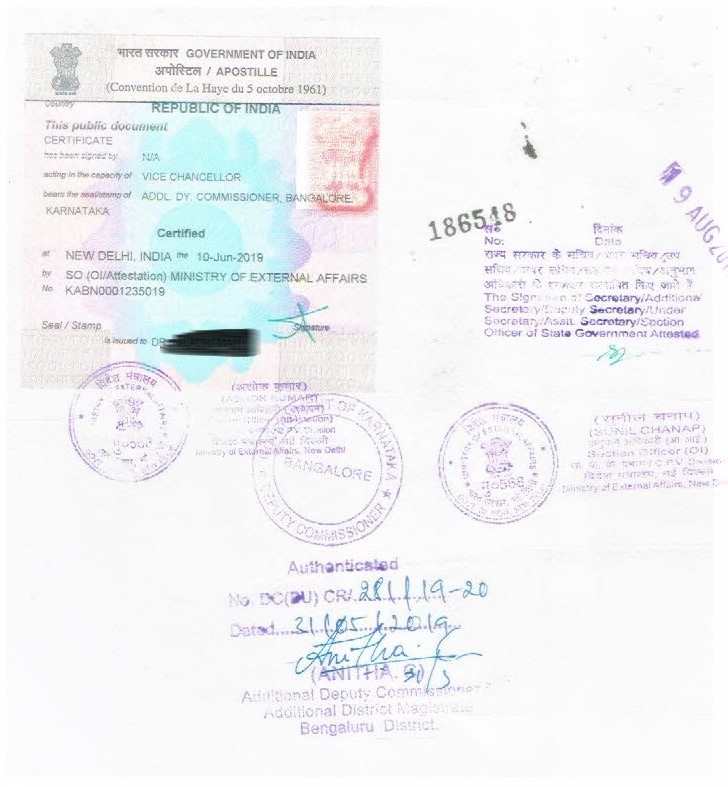 Degree Certificate Apostille in India