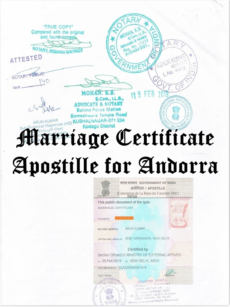 Marriage Certificate Apostille for Andorra in India