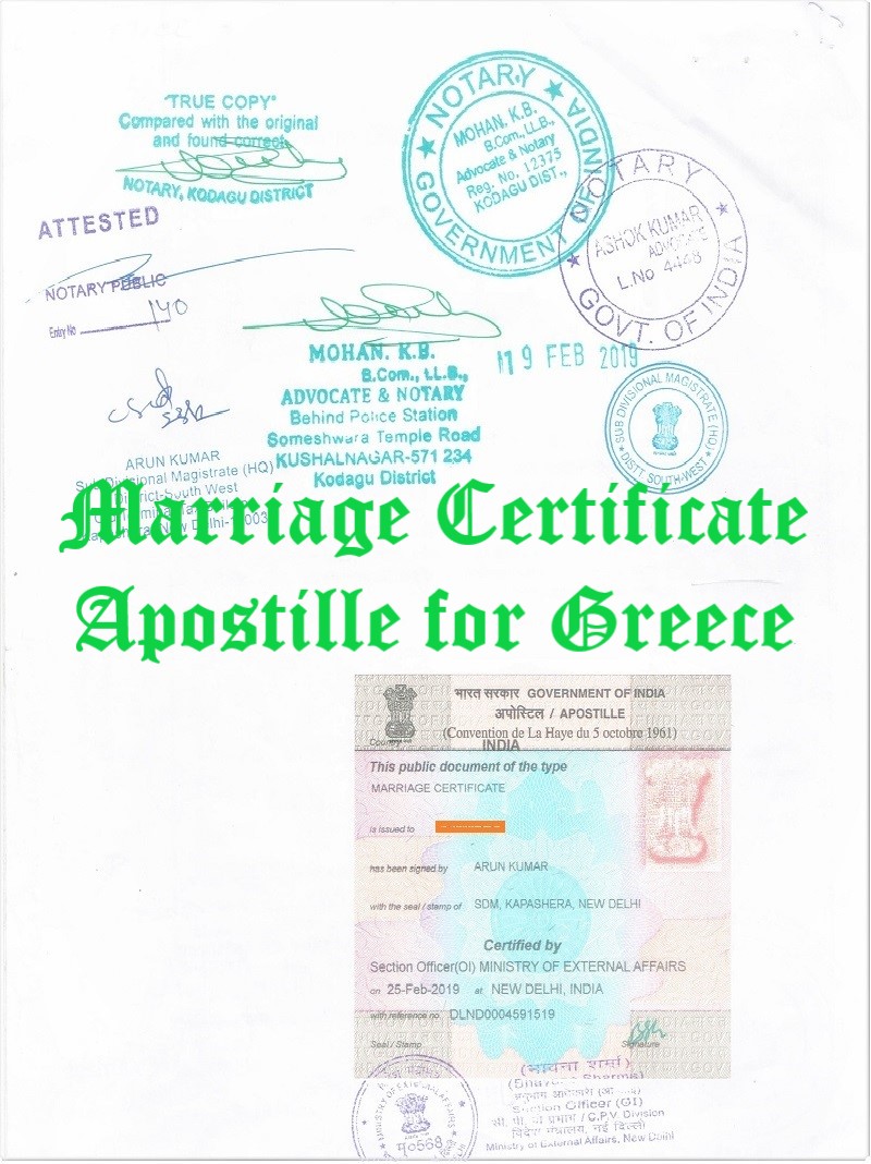 Marriage Certificate Apostille for Greece in India