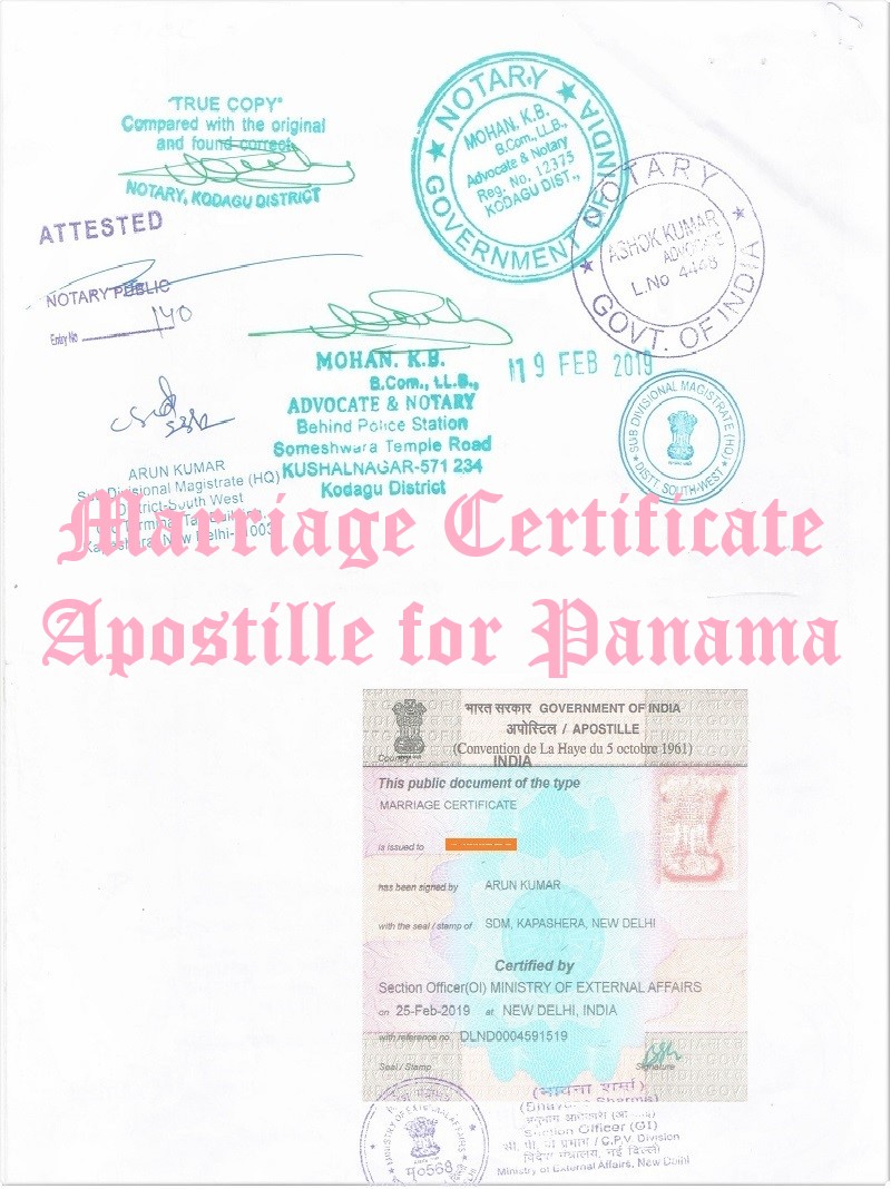 Marriage Certificate Apostille for Panama in India