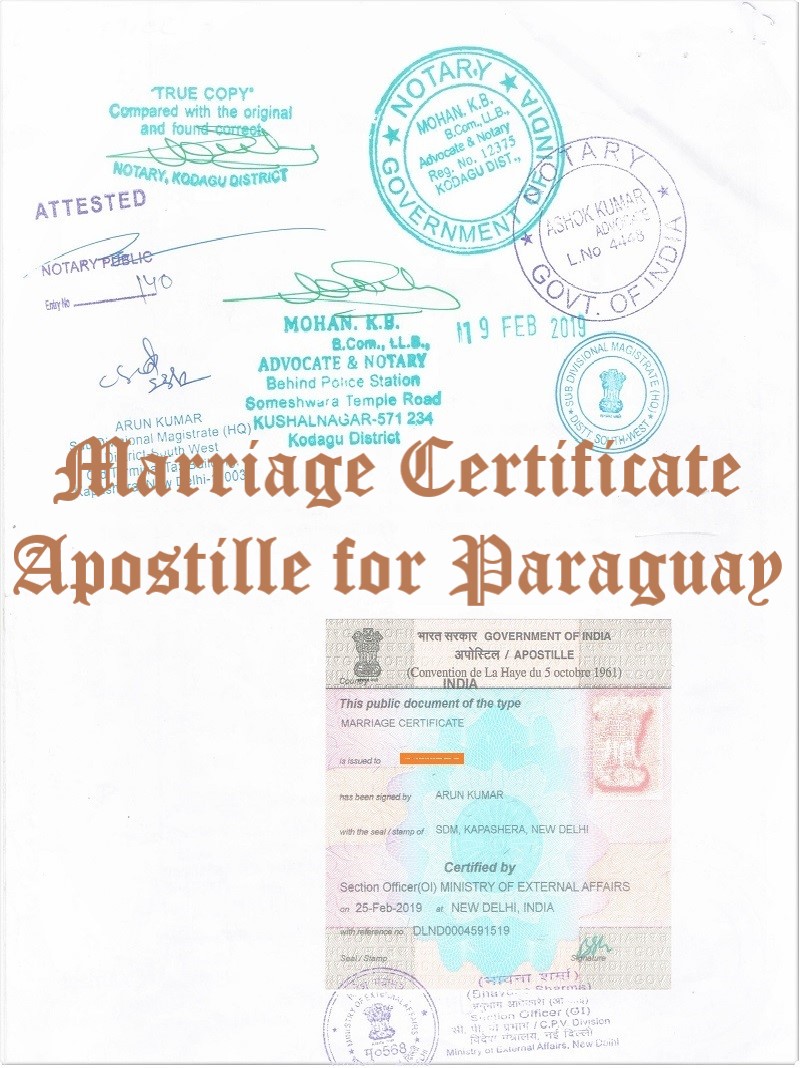 Marriage Certificate Apostille for Paraguay in India