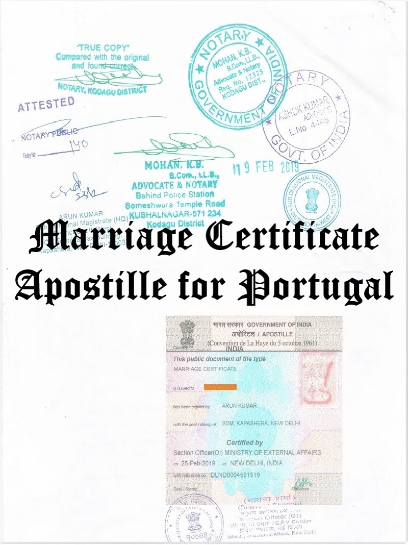 Marriage Certificate Apostille for Portugal in India