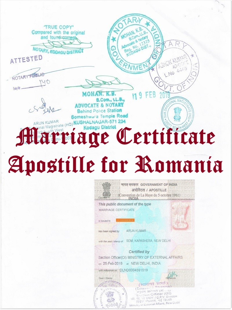 Marriage Certificate Apostille for Romania in India
