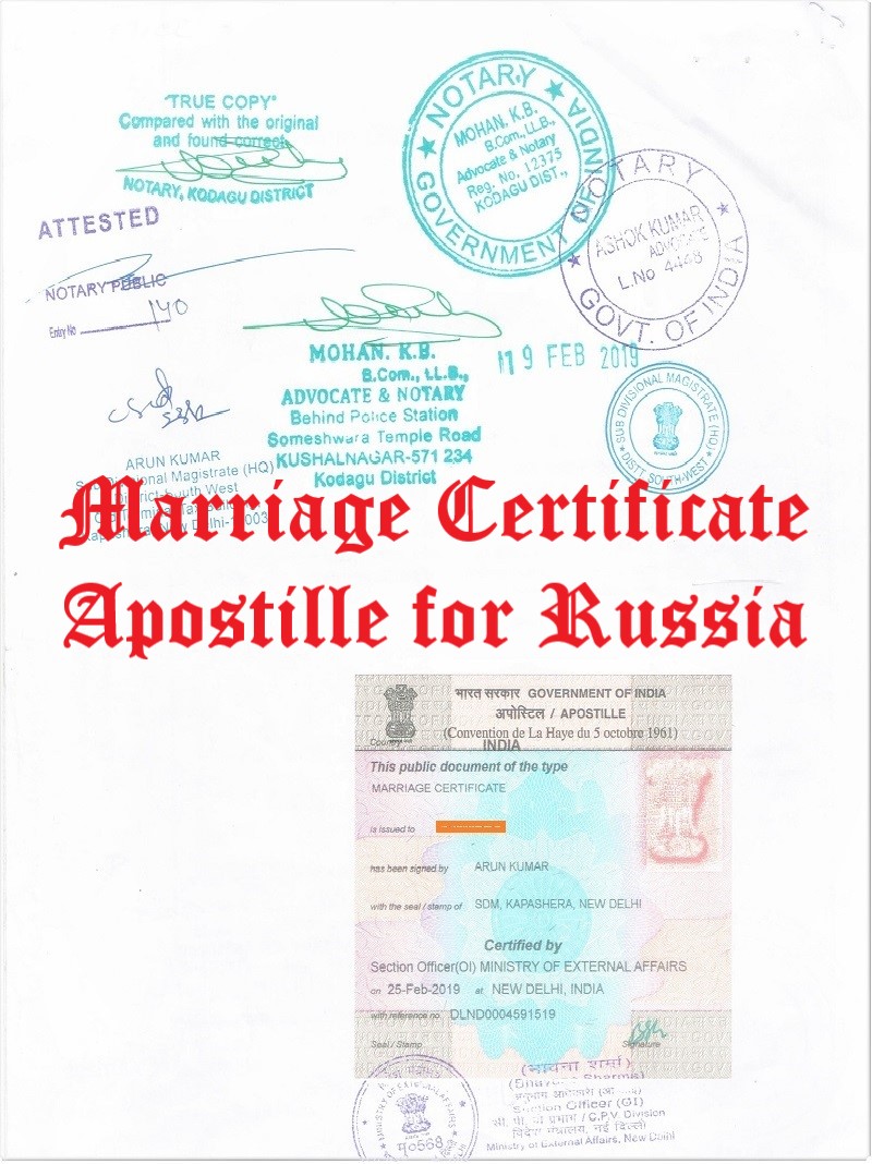 Marriage Certificate Apostille for Russia in India