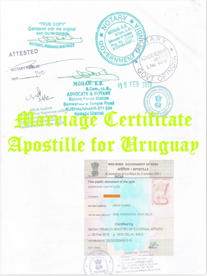 Marriage Certificate Apostille for Uruguay in India