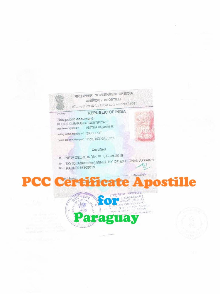 PCC Certificate Apostille for Paraguay in India