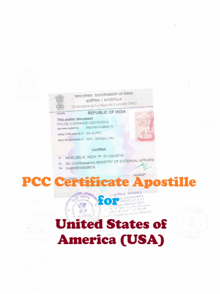 PCC Certificate Apostille for United States of America in India