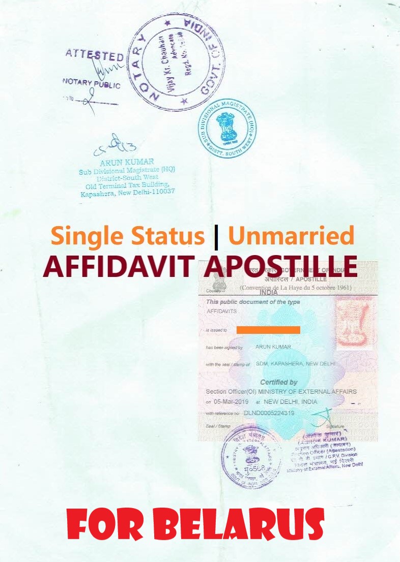 Unmarried Affidavit Certificate Apostille for Belarus in India