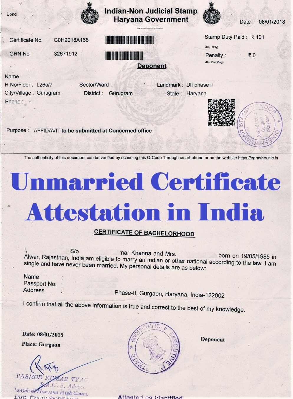 Unmarried Certificate Attestation from El Salvador Embassy